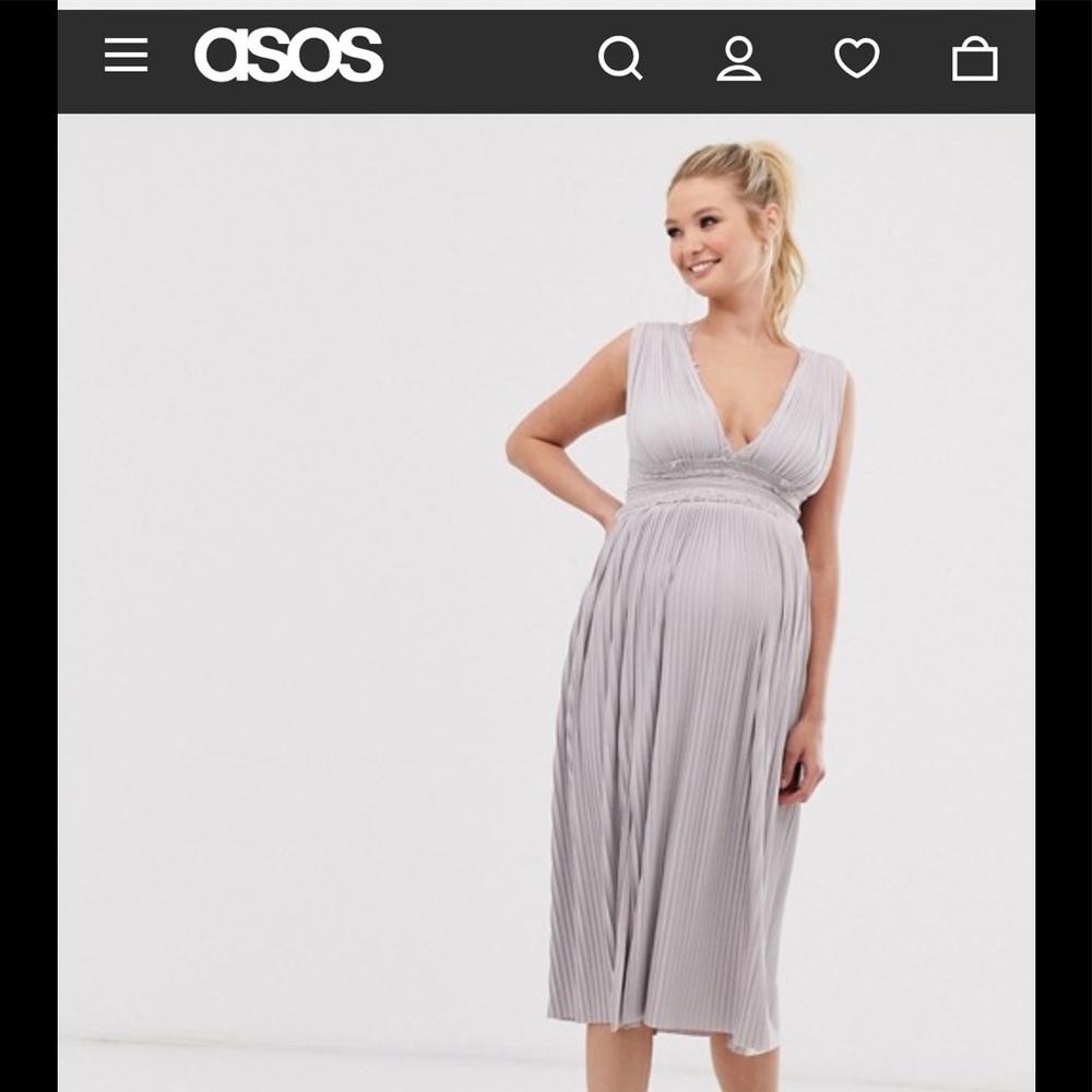Asos Maternity lace pleated midi dress Size 10 NWT